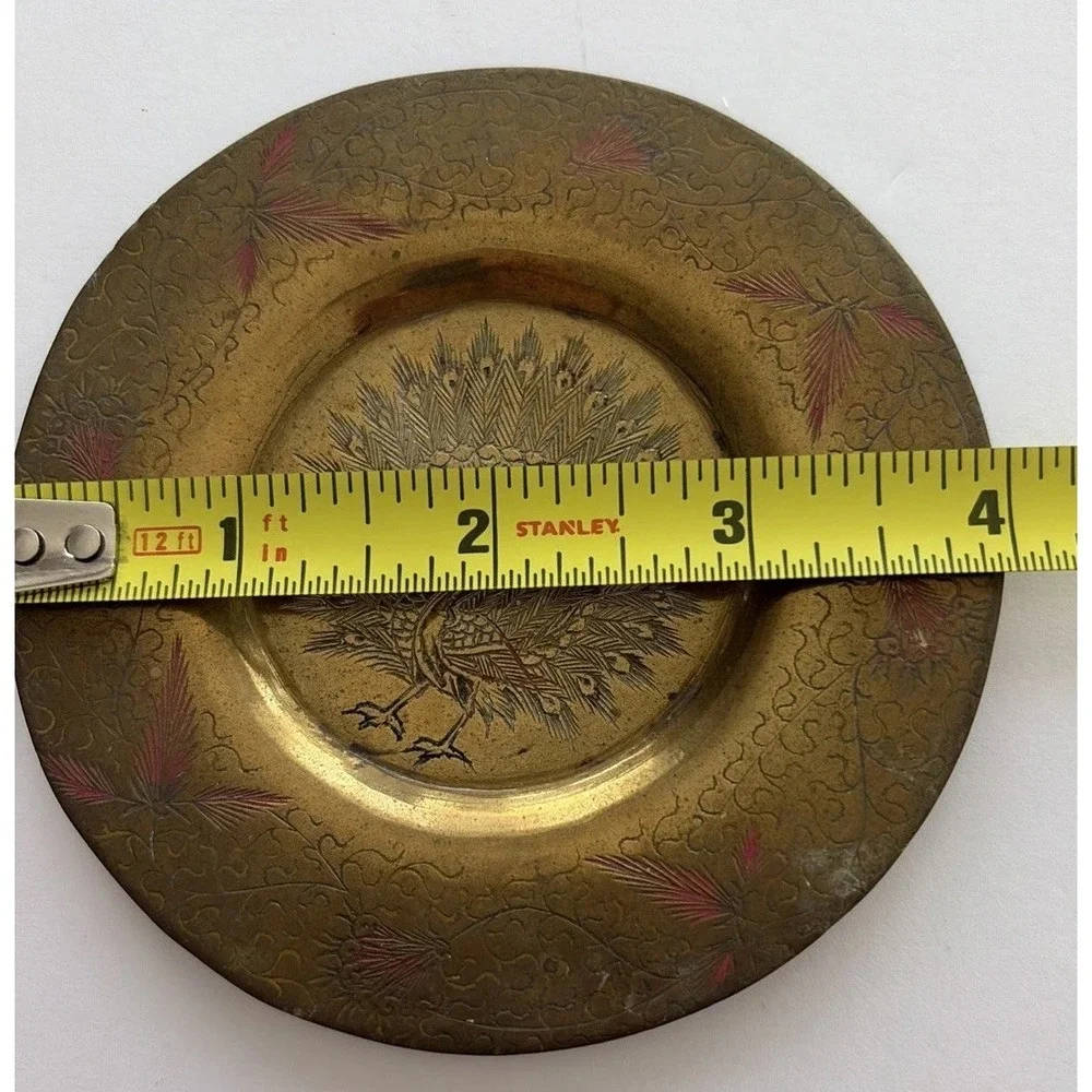 Brass‎ Peacock Plate, Ring Holder, Jewelry Holder, Decorative - 4